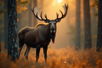 Cerf majestueux dans une forêt ensoleillée avec détails nets