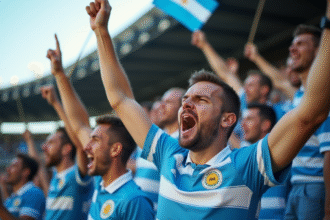 Foule enthousiaste de supporters de rugby argentins dans un stade