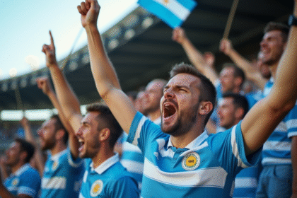 Foule enthousiaste de supporters de rugby argentins dans un stade