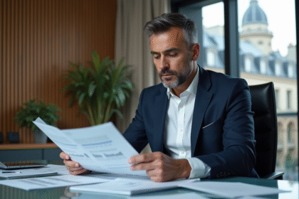 Homme d'affaires en costume bleu à Paris