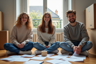 Trois jeunes adultes lors d'un déménagement à Paris
