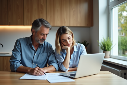 Couple en réunion immobilière dans un appartement lumineux