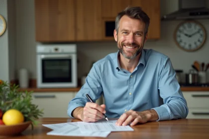 Homme d'âge moyen jouant au Keno à la maison