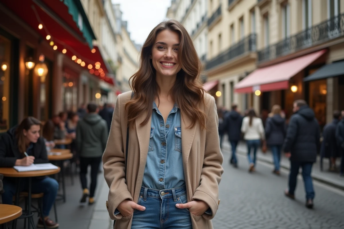 Jeune femme italienne souriante signant des autographes dans Paris
