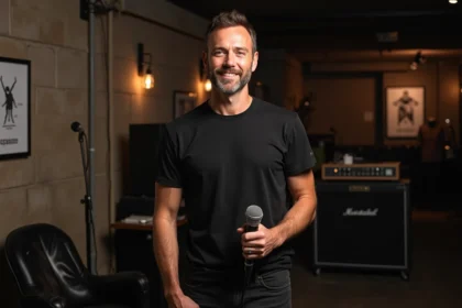 Homme confiant en backstage lors d'un concert