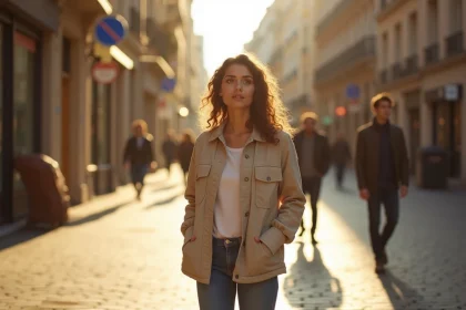 Jeune femme contemplative dans une rue parisienne évoquant les paroles de la chanson Elle me dit de Mika